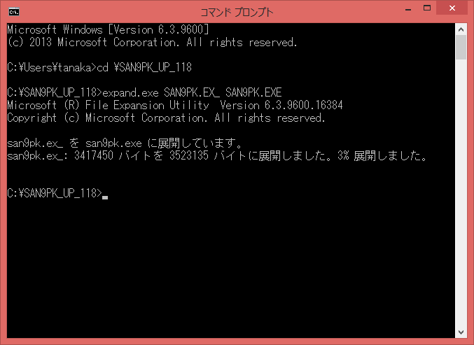 コマンドプロンプト入力例2
